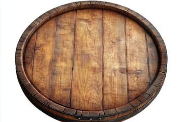 Fototapeta premium round rustic wooden barrel top with weathered planks and warm nostalgic charm