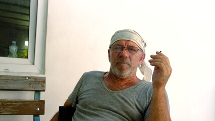 Portrait of an elderly man. Selective focus.