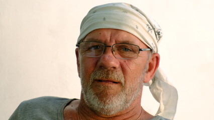 Portrait of an elderly man. Selective focus.