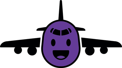 Illustration of cartoon airplane with a smiling face isolated on white background