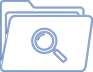Illustration of blue folder with magnifying glass icon isolated on white background