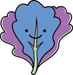 Illustration of cute cartoon kale with a happy face isolated on white background