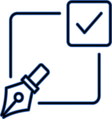 Illustration of pen with check mark in a box isolated on white background