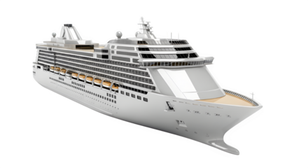 Cruise ship isolated on transparent background, offering luxury travel and vacation