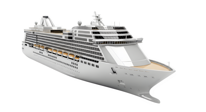 Cruise ship isolated on transparent background, offering luxury travel and vacation - Powered by Adobe