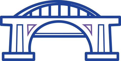 Illustration of a blue bridge isolated on white background in vector format