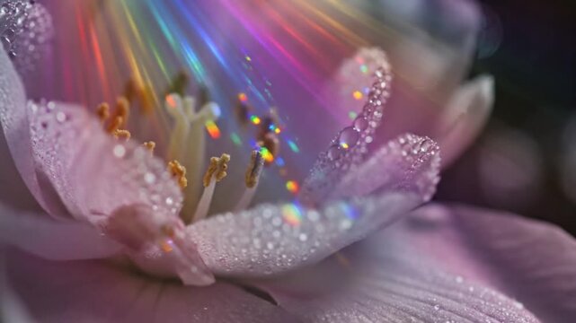Radiant Bloom A Macro View of Floral Beauty with Light and Water