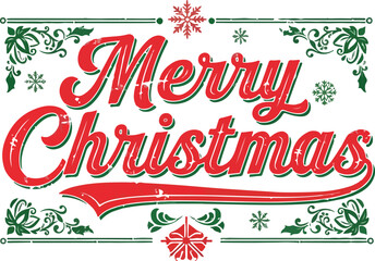 Fototapeta premium Vintage merry christmas greeting with festive ornaments and decorative flourishes, Generative Ai