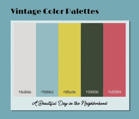 A thoughtfully selected vintage color palette suited for invitations, editorial layouts, and digital artwork.
