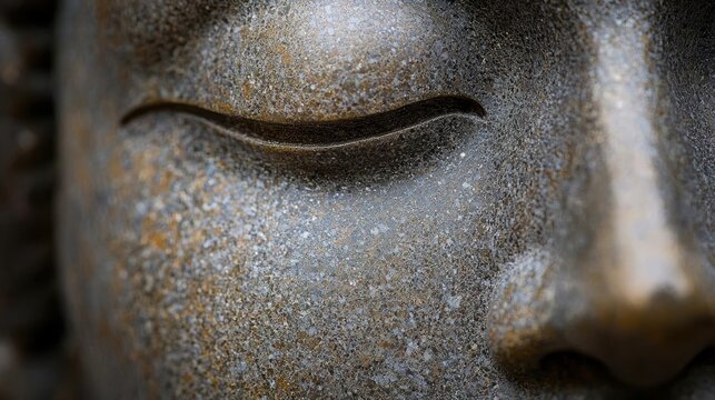 Serene Buddha Statue Close-up Eye and Nose Detail