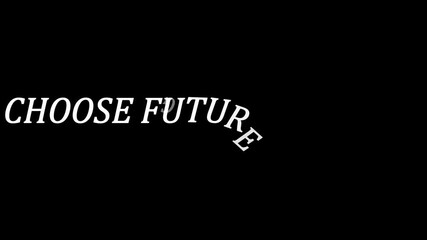 Choose future growth text in white against black background with angled letters and motivational message