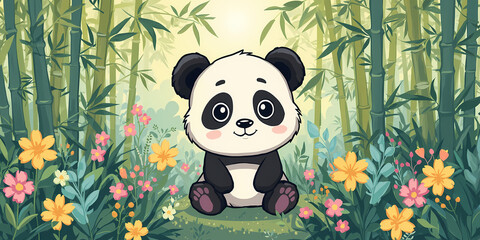 Panda in the bamboo forest