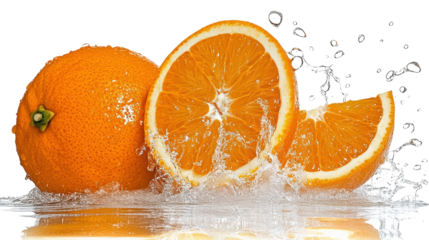 Orange Fruit Splash isolated on a transparent background