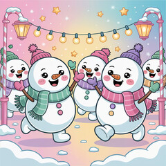 Pastel Kawaii Christmas Background