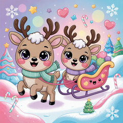 Pastel Kawaii Christmas Background