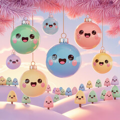 Pastel Kawaii Christmas Background