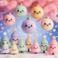 Pastel Kawaii Christmas Background