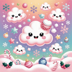 Pastel Kawaii Christmas Background