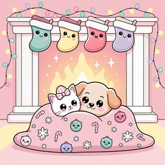 Pastel Kawaii Christmas Background