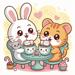 Pastel Kawaii Christmas Background