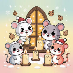 Pastel Kawaii Christmas Background