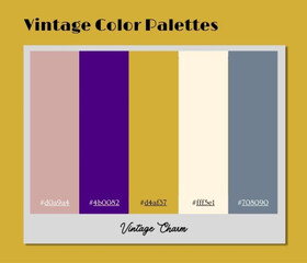 This harmonious vintage color palette adapts beautifully across interior planning, digital media, and illustration.