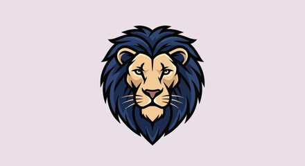 Obraz premium Majestic Lion Head Emblem with Dark Mane and Fierce Gaze.
