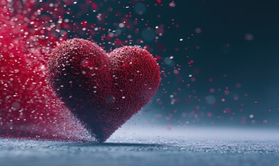 Fototapeta premium Sparkling red heart floating in space romantic valentines day concept