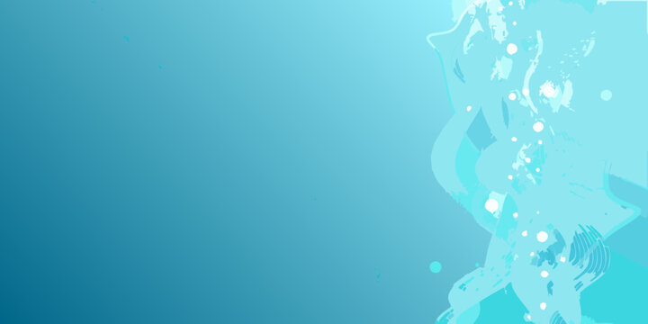 Abstract blue and turquoise gradient background with flowing organic shapes and white bubbles