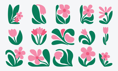 Stylized Abstract Cute Flower Illustration Pack