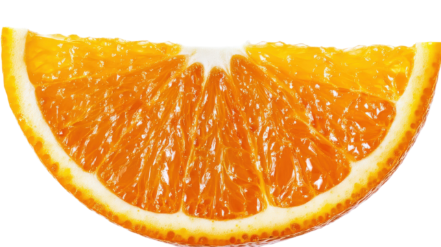 Orange Slice Close Up isolated on a transparent background