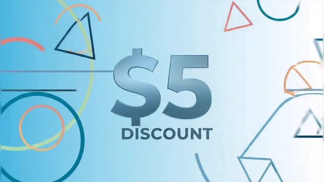 Five dollar discount promotion abstract geometric background advertising sale banner