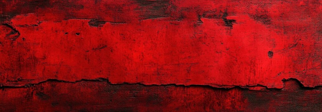 close-up of a weathered red wall with peeling paint and a horizontal crack, dramatic gritty moody texture - Powered by Adobe