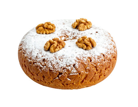 Egyptian Kahk covered with powdered sugar and stuffed and filled with walnuts isolated on transparent png