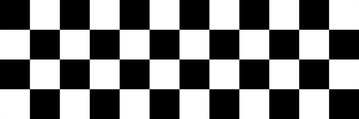 Seamless black and white checkerboard pattern background, a classic geometric design ideal for racing flags, floor tiles, and various design projects. 