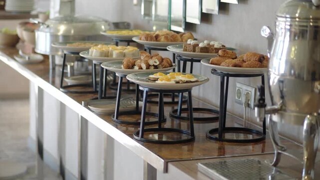 Breakfast buffet with a variety of delicious options