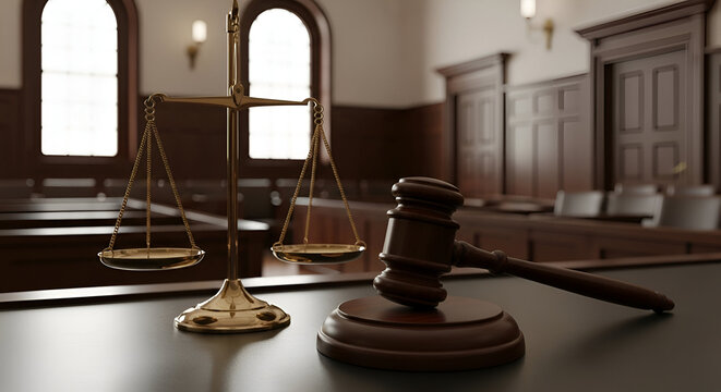 Law and Justice Courtroom Scene Stock Photo - Powered by Adobe
