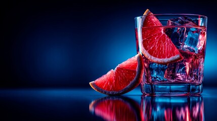 Salmoncito cocktail with gin and grapefruit in lowball glass, professional beverage photography on marble background
