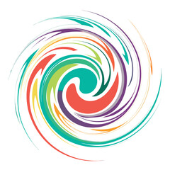 Abstract rainbow swirl spiral design with colorful light curves and motion texture