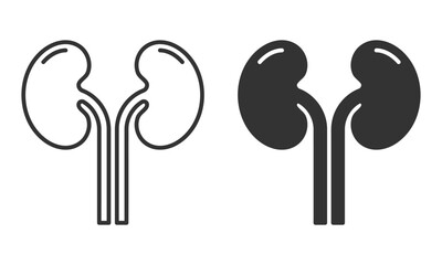 Kidney icon in outline and bold styles, sleek medical vector design