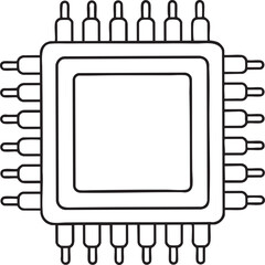 Microchip line artwork showing simplified electronic component used in computing circuits and modern technology
