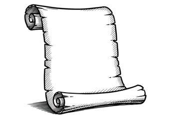 A blank parchment scroll isolated on transparent background, ready for your message or design, perfect for adding a touch of history