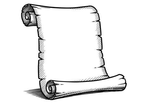 A blank parchment scroll isolated on transparent background, ready for your message or design, perfect for adding a touch of history