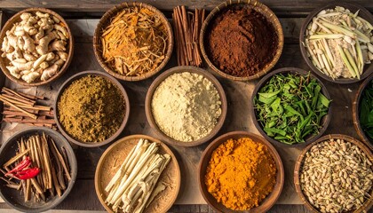 spices in a wooden bowl