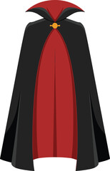 Classic black and red vampire cloak illustration, gothic Halloween costume accessory, spooky Dracula cape design for horror themed decoration artwork