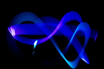 Blue Light Painting Infinity Shape on Black Background
