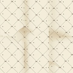 Fototapeta premium beige cream fabric with dotted diagonal diamond grid, tiny tufted dots and subtle creases, soft textured minimalist pattern evoking calm serenity
