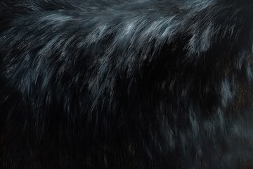 close-up of soft black animal fur with cool blue highlights, dense glossy coat evoking a calm mysterious mood
