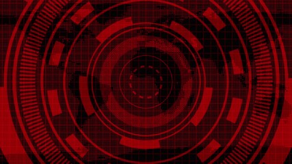 Red Digital Globe with Circular HUD Overlay and Grid Pattern earth technology animated. circular HUD interface and grid pattern on animated background, ideal for technology, data, or science visuals. - Powered by Adobe