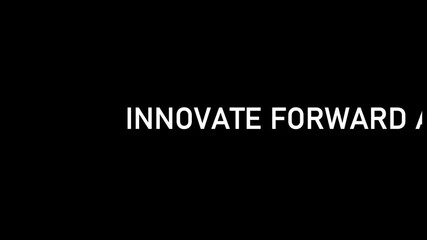 Innovate forward alway message in bold white text on a solid black background simple and clean